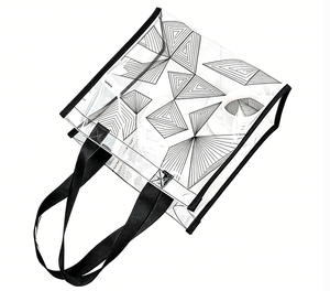 Eco-Friendly Transparent <b>PVC</b> Tote Bag Stylish Rope Handle Medium Size Open <b>Top</b> Custom Logo Durable PP Webbing for Shopping - Product Image 1