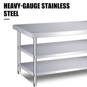 Mesa de Trabajo de Acero Inoxidable 304 de 3 Niveles - Mesa de Trabajo de Cocina de Grado Industrial con Estructura Resistente, Ideal para <span class=keywords><strong>Catering</strong></span>/Fábrica - Product Image 3