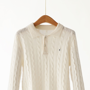 Fabricantes de ropa, suéter de cuello POLO, suéter de estilo académico bordado para mujer, Jersey vintage reductor de edad, tendencia superior - Product Image 4