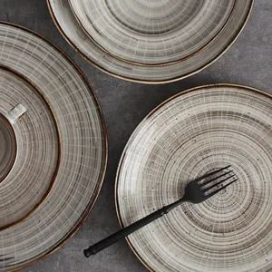Conjunto de placas de cerâmica para jantar, 12 peças estilo nórdico da ocidental, louças de porcelana, conjunto de jantar