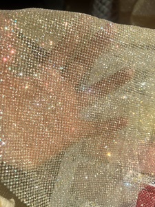 Đám Cưới Long Lanh Váy Vải Chất Liệu Trước Thiết Kế Sáng Bóng Cô Dâu Thêu Ren Vải Polyester Sáng Bóng Lưới Ren Vải - Product Image 2