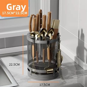 Portacuchillos Giratorio de 360 Grados de Acero Inoxidable Moderno, Tipo de Piso, No Plegable, Soporte para Almacenamiento de Palillos/Cucharas de Cocina - Product Image 5