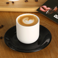 Ensemble de tasses à café expresso en verre de style minimaliste Nibu 100 ml - Petite taille, tasse à pied épais pour les cafés sans poignée