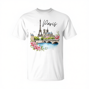 T-shirt souvenir aquarelle Paris France, taille adulte unisexe - Product Image 2