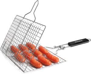 Folding Portable Stainless Steel <b>BBQ</b> Grill Basket - Product Image 2