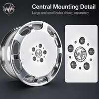 Jantes sport WEIFAN personnalisées en alliage d'aluminium forgé pour voitures de tourisme, finition chrome poli, face pleine, ouvertures de fenêtre arrondies, jante à déport profond