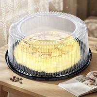 Boîte d'emballage pour cheesecake ronde jetable en PET recyclé de 10 pouces, conteneur en plastique pour dessert avec couvercle transparent