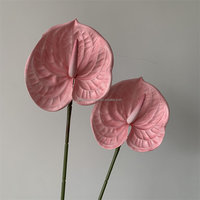 L-329 Hochrealistische Künstliche Anthurie mit Echtem Gefühl, Rosa Kunstblume für Hochzeiten und Tischdekoration