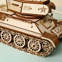 Modèle de char d'assaut en bois 3D à construire soi-même, jouet éducatif, design créatif mobile, 101-500 pièces, 3 étoiles pour la décoration Amino