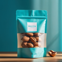 Pochettes debout ziplock avec impression personnalisée sacs d'emballage alimentaire en mylar de noix en plastique avec fermeture éclair et fenêtre transparente