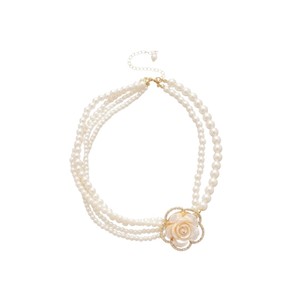 Multi Layered Camellia Pearl Necklace White AAA Grade Flower Design Women's Clavicle Chain Everyday Wear - Product Image 5