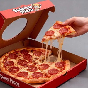 <span class=keywords><strong>Scatole</strong></span> <span class=keywords><strong>per</strong></span> Pizza in Cartone Resistente E-Flute con Pellicola in Alluminio, Logo Goffrato, UV Spot e Finestre <span class=keywords><strong>Fustellate</strong></span> - Product Image 2