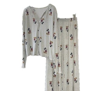 Nuovo Cardigan originale in raso autorizzato da donna con scollo a V vestito due pezzi elastico in vita primavera estate <span class=keywords><strong>pigiama</strong></span> per la casa - Product Image 1