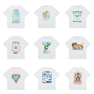 Camiseta Holgada de Algodón Estampada de 280g del Club de Tenis <span class=keywords><strong>Casablanca</strong></span> con Patrón Retro Surrealista, Unisex, Estilo Casual Urbano para Parejas - Product Image 2