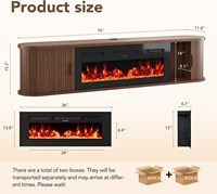Meuble TV mural flottant de luxe en noyer style ferme avec porte cannelée pour salon, fabriqué en usine