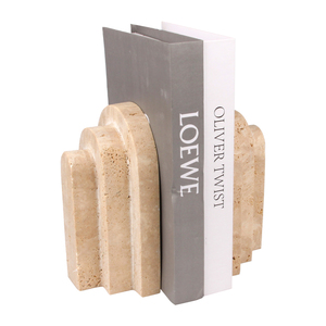 Accessoires de bureau en <span class=keywords><strong>marbre</strong></span> au design classique moderne Arche décorative <span class=keywords><strong>Serre</strong></span>-livres en travertin beige - Product Image 1