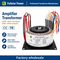 Transformador Toroidal Personalizado OEM para Amplificador, 250W, Múltiples Salidas Secundarias 12v 6v 18v, Núcleo CRGO, Certificado CE, Bajo Ruido