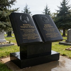 Уникальные надгробные памятники и монументы из черного гранита и мрамора, надгробия из натурального камня в форме книги - Product Image 6