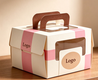 Boîte à gâteau pour gâteaux faits maison, boîte en papier biodégradable de qualité alimentaire avec poignée et fenêtre pour les réunions de famille