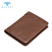 Kualitas tinggi pria kulit asli RFID memblokir dompet klip ukuran kecil gaya pendek menampilkan PC TF SD Data penyimpanan Slot kartu