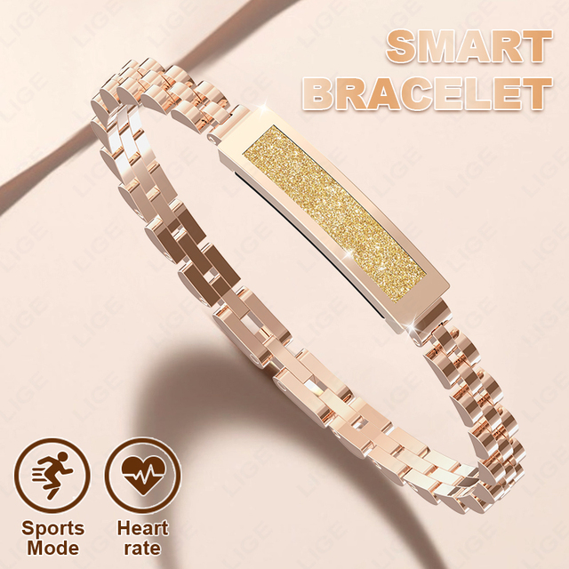 LIGE BWS2 SDK Smart Bracelet Rose Gold Jewelry Women Smartband Smartwatch Fitness Tracker Blood Pressure Sports Smart Watch