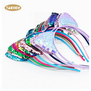 YACHEN新着グリッタースパンコール猫耳ヘッドバンド女の子の誕生日パーティーハロウィンヘアアクセサリーと好意 - Product Image 1