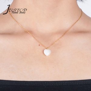 Handmade Trendy Stainless Steel Gold Plated Natural Stone Heart Pendant <b>Necklace</b> for Women - Product Image 1
