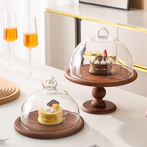 Giao Hàng Nhanh Bằng Gỗ Bánh Đứng Với Glass Dome Bánh Hiển Thị Máy Chủ Khay Cho Nhà Bếp Sinh Nhật Bên Đám Cưới Nướng Quà Tặng - Product Image 3