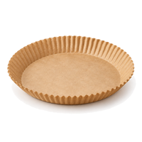 Papiers de cuisson ronds pour friteuse à air, 60 pièces en boîtes transparentes, plateaux en papier brun jetables pour la vente en gros et l'emballage personnalisé