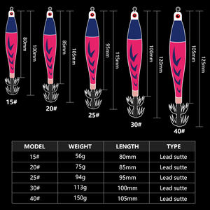 LETOYO 56g/75g/94g/113g Gabarit <span class=keywords><strong>de</strong></span> calmar lumineux en plomb avec roulement à billes pivotant 5 couleurs Gabarit <span class=keywords><strong>de</strong></span> calmar - Product Image 3