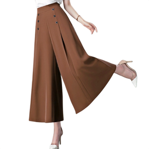 Pantaloni da donna Vintage a vita alta pantaloni estivi con bottoni larghi alla caviglia pantaloni larghi da ufficio da donna pantaloni larghi Casual taglie forti - Product Image 5