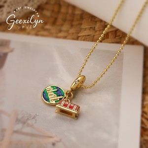 रचनात्मक कॉपर गोल्ड प्लेटेड ब्लू अर्थ हवाई जहाज कैमरा जिरकॉन पेंडेंट नेकलेस हार ट्रेंडी लिंक चेन यात्रा फैशन वर्षगांठ - Product Image 2