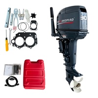 Mesin Tempel Kapal Laut Bensin 2 Tak 2 Silinder 30HP OEM Berbahan Aluminium Alloy dengan Starter Manual Baru untuk Kapal Nelayan