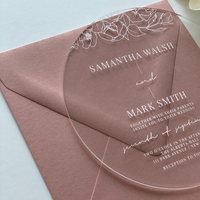 Carte d'invitation de mariage personnalisée de luxe avec sceau de cire auto-adhésif, faite à la main, en acrylique transparent, avec enveloppe
