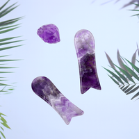 Outil de massage Gua Sha en quartz améthyste violet clair avec logo personnalisé, marque privée, OEM, pierre naturelle certifiée, musical