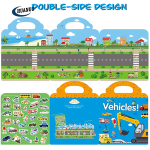 Adesivi da viaggio per bambini libri indaffarati per bambini regali di compleanno per bambini veicolo <span class=keywords><strong>spazio</strong></span> dinosauro libro adesivo silenzioso riutilizzabile - Product Image 2