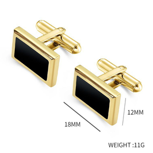 In acciaio inossidabile placcato oro gemello quadrato nero pietra onice intarsio camicie <span class=keywords><strong>gemelli</strong></span> per uomo - Product Image 2