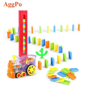 Juego de bloques de tren Domino Juego de bloques de tren dominó de 80 piezas juego de dominó de bloques de juguete de construcción y apilamiento Para juguetes de 2 a 7 años regalos creativos para ni