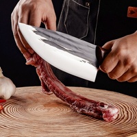Couteau à désosser en acier inoxydable de haute qualité avec manche en bois, outil de coupe double usage tranchant pour la viande, usage domestique, couteau de chef