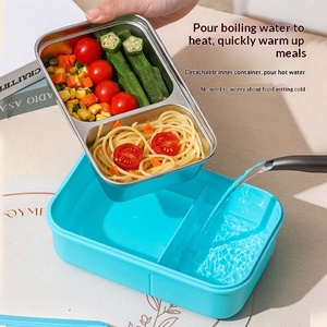 Boîte à lunch portable avec compartiments séparés et gourde, idéale pour les étudiants et les employés de bureau - Product Image 2