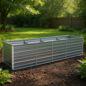 Bac à légumes surélevé en acier galvanisé durable, 157,5 x 31,5 x 17,7 pouces, gris, pour la plantation en jardin - Product Image 2