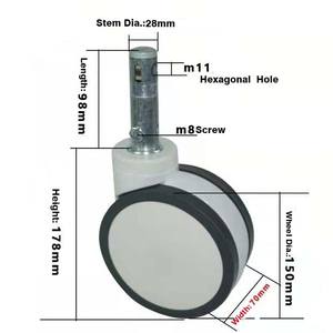 Medizinisches Schwenkbares PU-Lenkrolle 6 Zoll Doppelräder Zentralverriegelung für Krankenhausbetten Rollen - Product Image 3