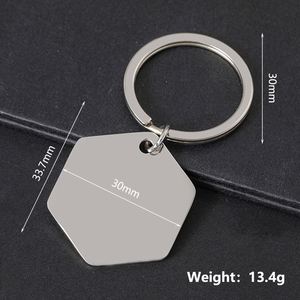 Porte-clés hexagonaux coréens en acier inoxydable vierges, service de marquage laser fourni - Product Image 2