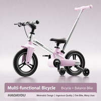Vélo d'équilibre pour tout-petits 4-en-1 convertible, vélo à pousser détachable avec roues en PU et cadre en aluminium