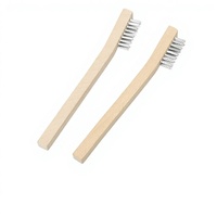 Mini brosse métallique multifonctionnelle en acier inoxydable avec manche en bois, pour le nettoyage des petits couteaux, la décontamination, l'élimination de la poussière et de la rouille