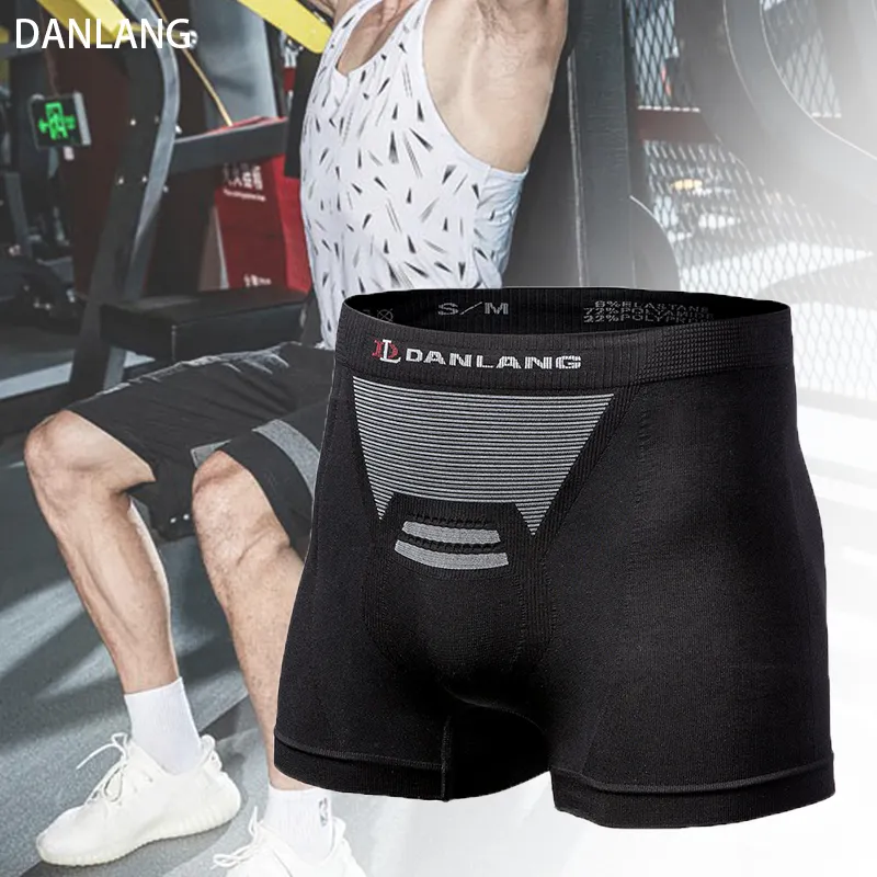 Erkek spor dar şort 2 in 1 tasarım spor giyim streç Spandex pantolon sıkıştırma erkek şort