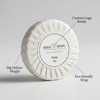 Savon rond jetable personnalisé de haute qualité avec logo, mini savon de voyage portable, désinfectant pour les mains, savon rond de base pour hôtel
