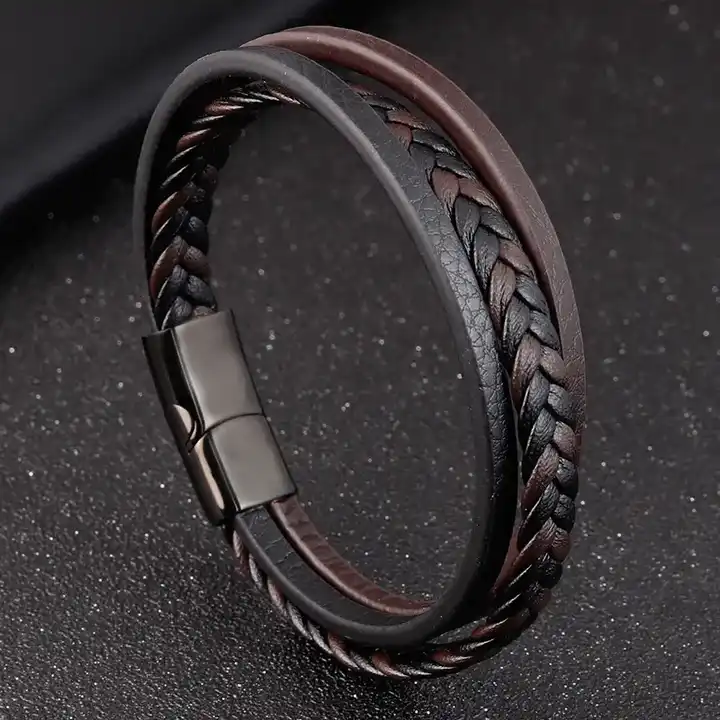 Mixed Color Leather Bracelets 3 Layers Good Quality Genuine