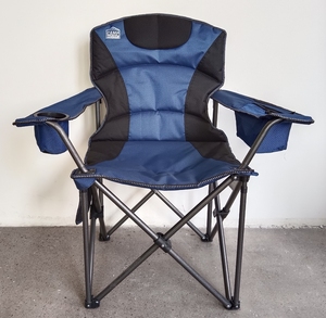 Oversized Folding Camping <strong>Chair</strong> Support with Padded Cushion Cooler Pockets for <strong>Sports</strong> Garden Beach <strong>Fishing</strong> Black - Product Image 1