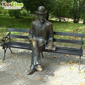 Statue de diamant taille de vie moderne réaliste, <span class=keywords><strong>Sculpture</strong></span> en Bronze, sur banc - Product Image 3
